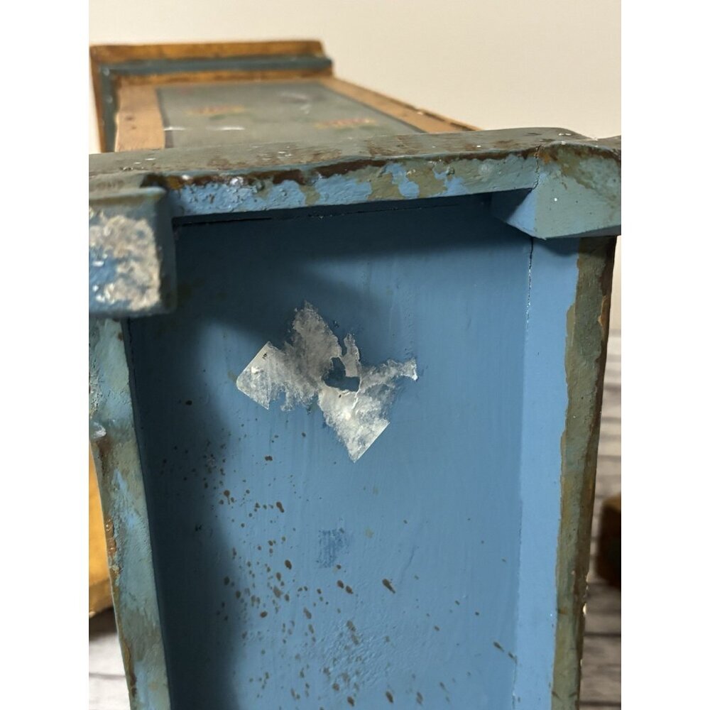 Hand Painted Vintage Dollhouse Armoire Folk Art Cabinet Dresser Cottage 19” - Picture 16 of 16